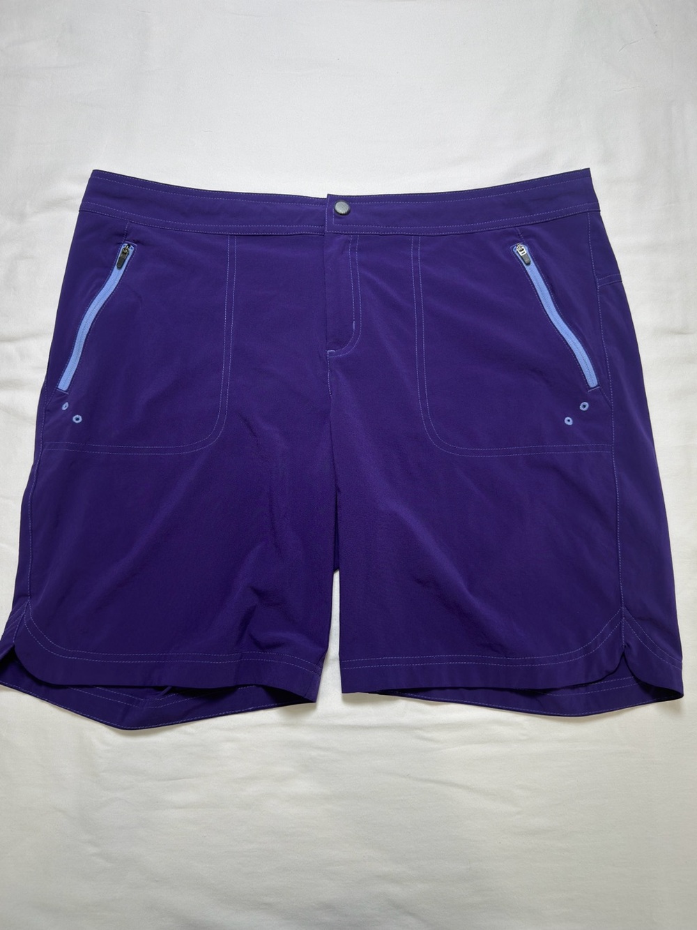 Title Nine Women’s Purple Athletic Shorts with Light Blue Zippers